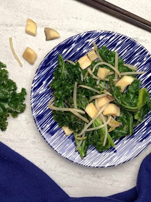 Mung Bean Sprouts, Kale and King Oyster Mushroom Vegan Stir Fry Recipe