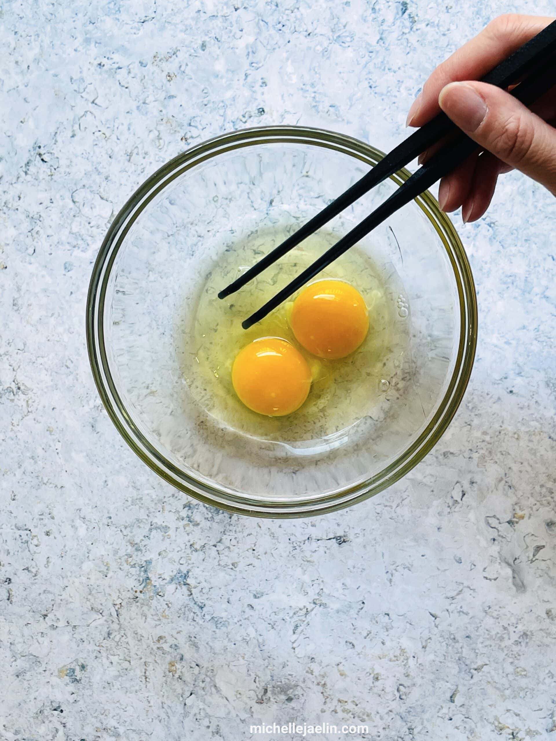 2 eggs about to be whisked