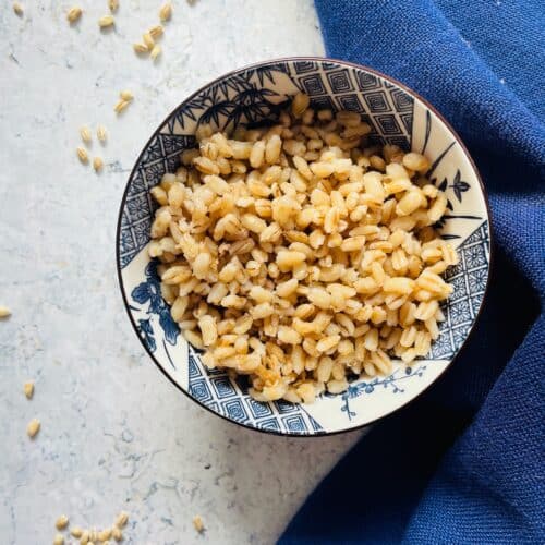 cooked barley in a rice bowl