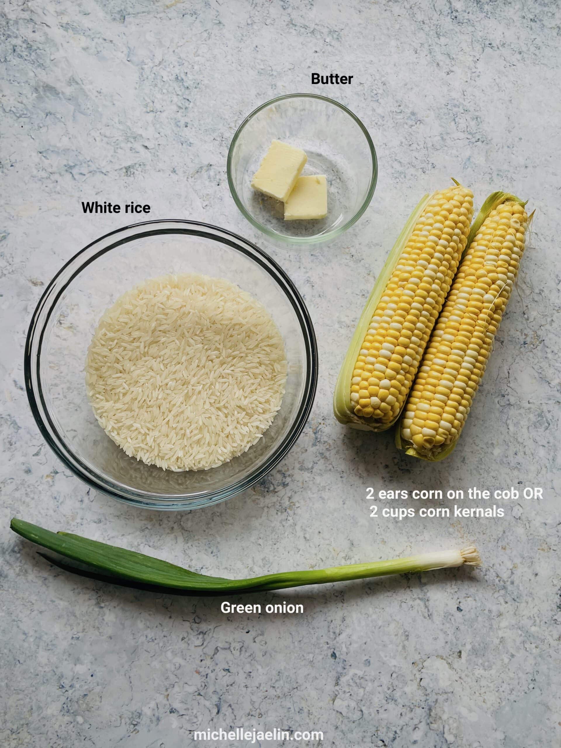 ingredients: rice. corn, butter and green onion