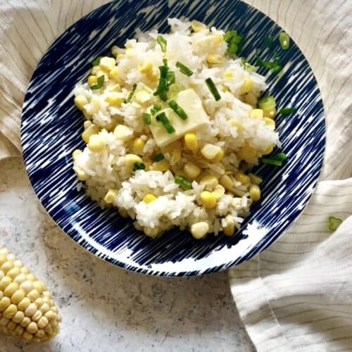 rice and corn dish on a plate