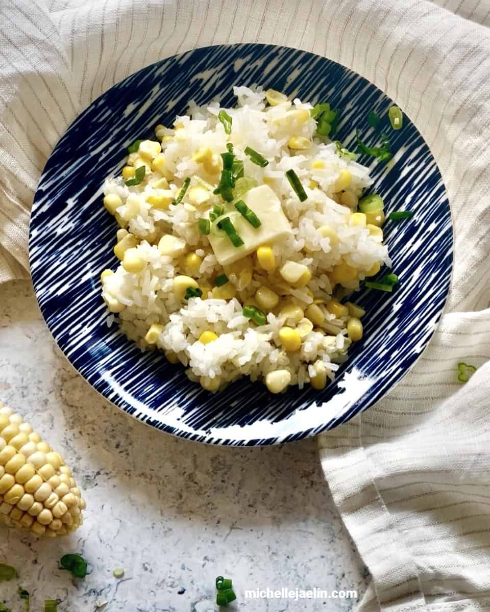 rice and corn dish on a plate