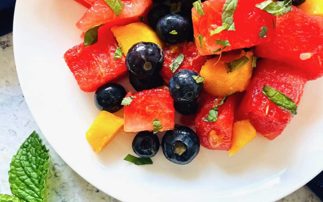 Watermelon Fruit Salad with Mango and Blueberries
