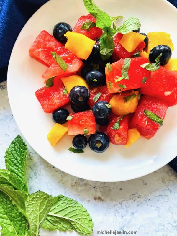 Watermelon Fruit Salad with Mango and Blueberries